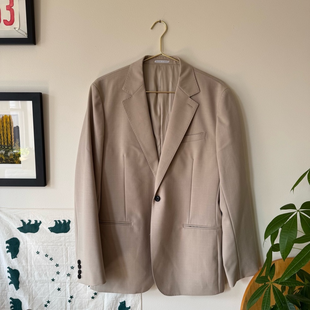 Reiss Men's Slim Fit Tan Blazer